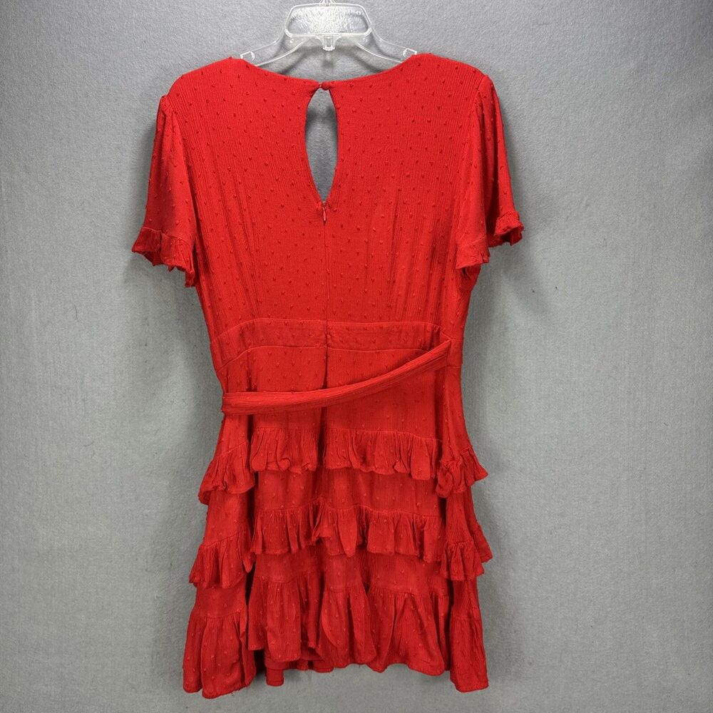 Lulu's Red Wrap Ruffle Mini Dress - Picture 2 of 8